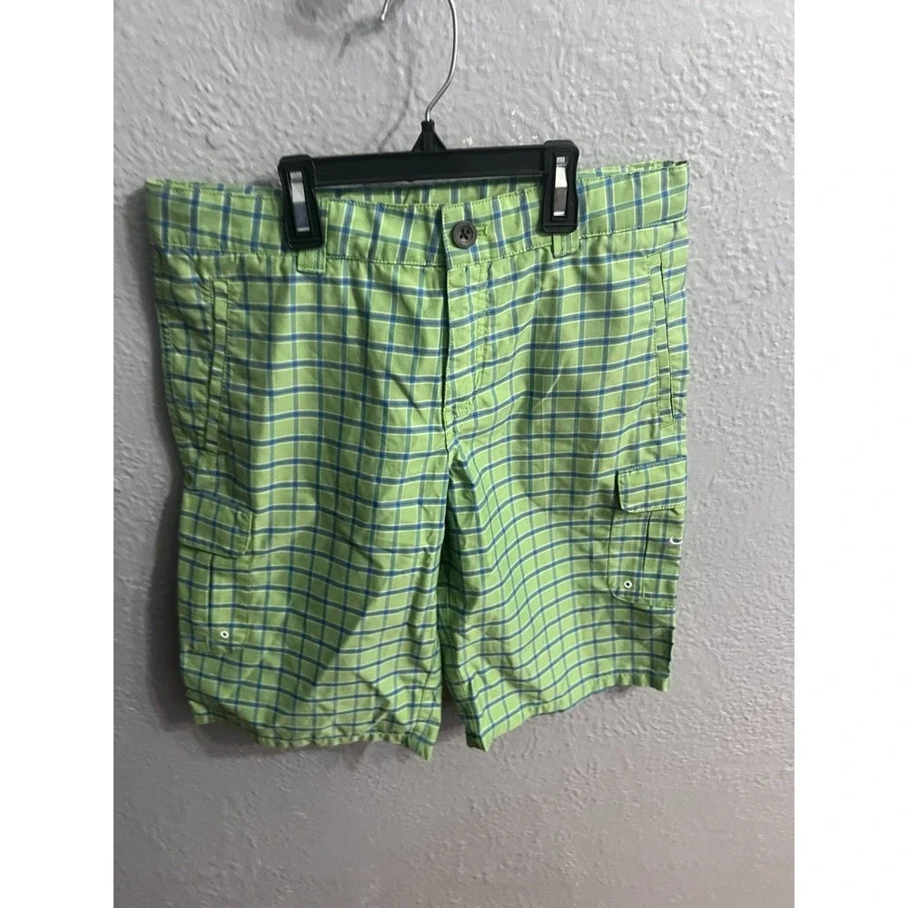 Nike  Golf Shorts Green Plaid  Adjustable Waist Boys Youth Size‎ Large
